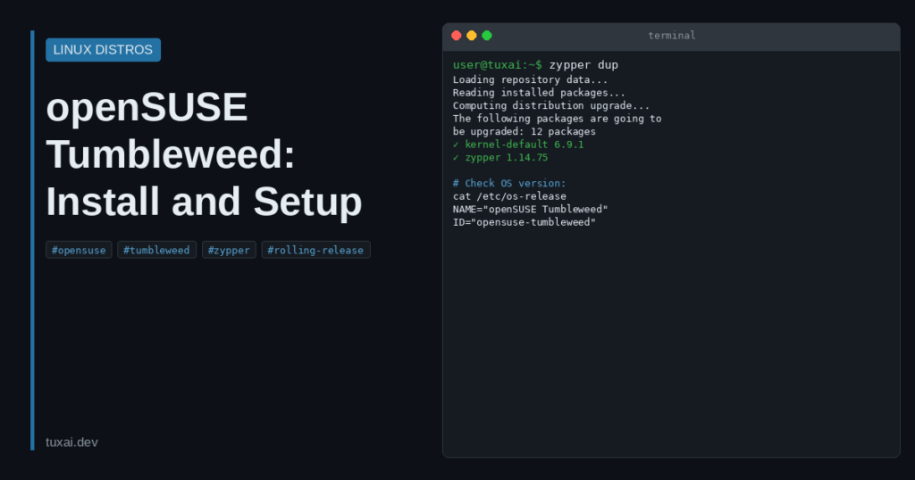 openSUSE Tumbleweed installation guide